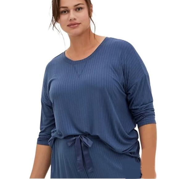Torrid Sleep Blue Ribbed Knit Pajama Set Size 0 (12) - Picture 1 of 9